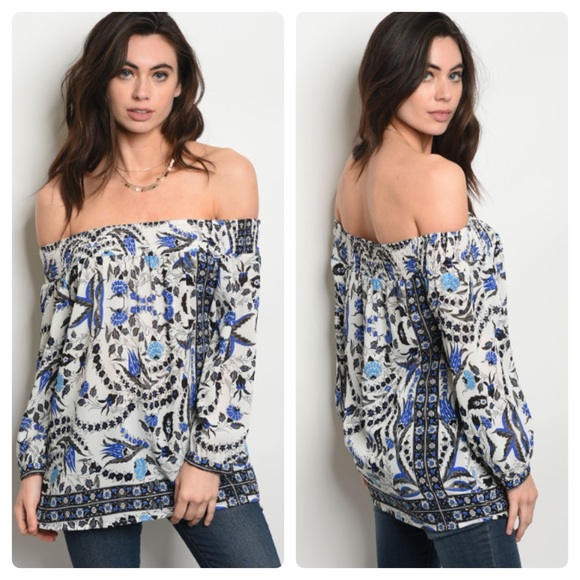 Tops - Off the Shoulder floral print chiffon top
